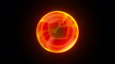 Plazma benzeri parlak yansımalarla dönen küre. Kusursuz döngü.