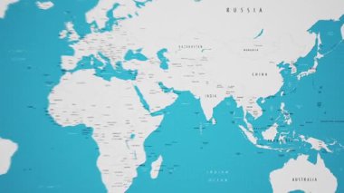 Animasyon Ulusal Bayrağı ile Dünya Haritasında Laos