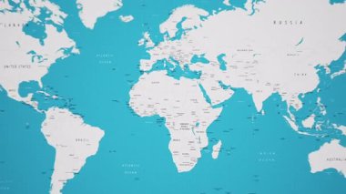 Canlandırılmış Ulusal Bayrağıyla Dünya Haritasında Orta Afrika Cumhuriyeti