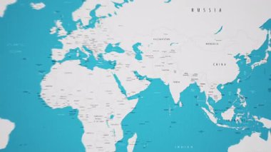 Canlandırılmış Ulusal Bayrağıyla Dünya Haritasında Nepal