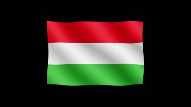 Macaristan - Şeffaf arkaplanda bayrak sallamanın yüksek kaliteli animasyonu. Kusursuz animasyon.