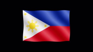 Filipinler - Şeffaf arka planda bayrak sallamanın yüksek kaliteli animasyonu. Kusursuz animasyon.