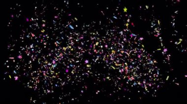 Konfeti Patlaması. Siyah arkaplanda renkli konfeti animasyonu.
