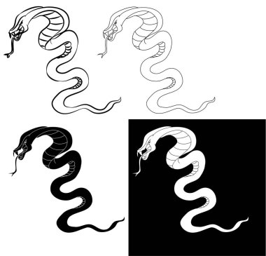 El çizimi yılan illüstrasyonu beyaz arkaplanda izole edildi. Süt yılanı vektörü.