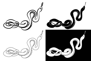 El çizimi yılan illüstrasyonu beyaz arkaplanda izole edildi. Süt yılanı vektörü.