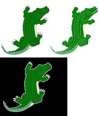 Timsah vektör seti çiziliyor. Timsah beyaz arkaplanda izole edildi.