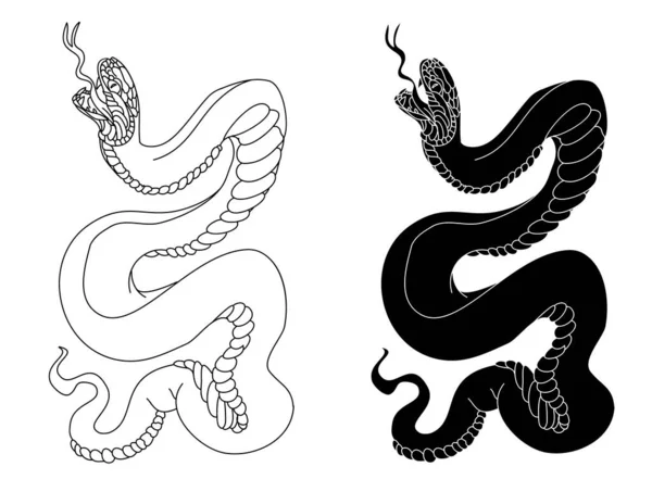Colorful Snake Cobra Illustration Sticker Tattoo Design Asia Tattoo Style — Stockový vektor