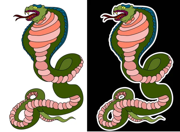 Ilustração Colorida Cobra Serpente Para Projeto Etiqueta Tatuagem Estilo Tatuagem —  Vetores de Stock