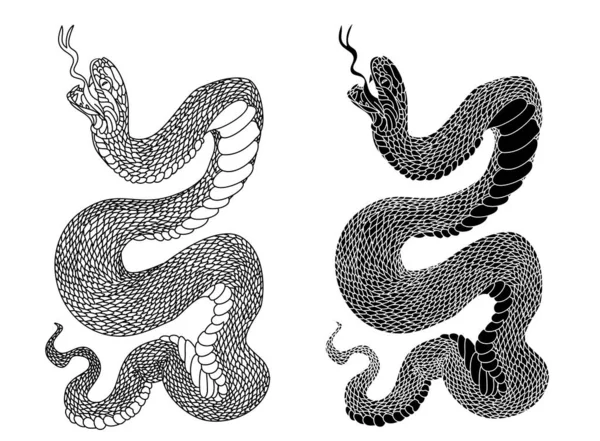 Bunte Schlangenkobra Illustration Für Aufkleber Und Tätowierdesign Asia Tattoo Style — Stockvektor