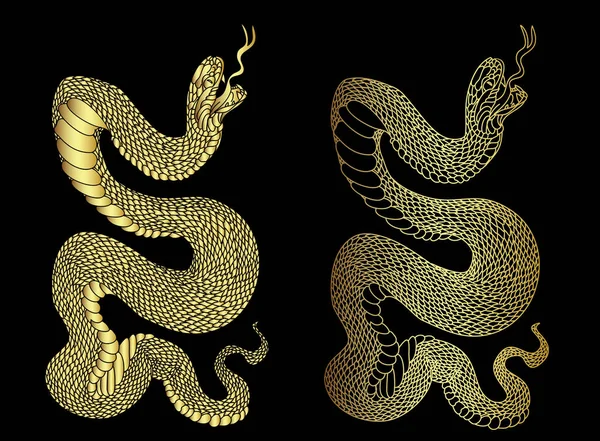 Ilustração Colorida Cobra Serpente Para Projeto Etiqueta Tatuagem Estilo Tatuagem — Vetor de Stock