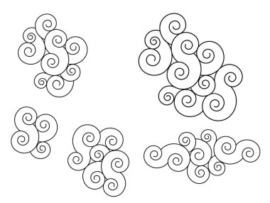 Bulut dövmesi, Çin bulutu. Dövme ve beyaz arka planda baskı için geleneksel Japon kültürü..