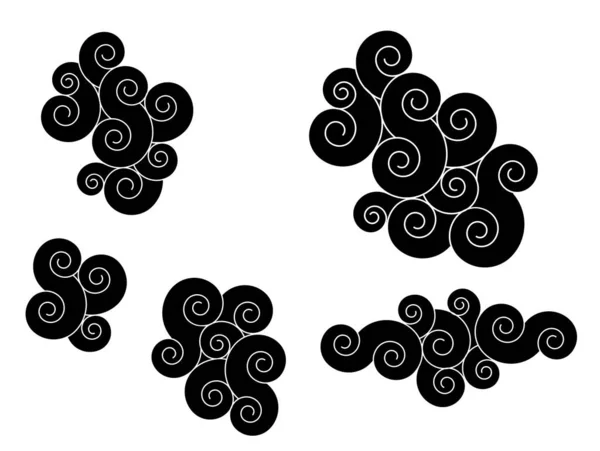Felhő Tetoválás Kínai Felhők Hagyományos Japán Kultúra Tetoválás Nyomtatás Fehér — Stock Vector