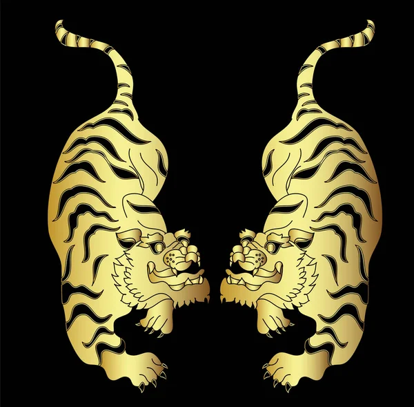 Aperçu Art Gribouillage Vecteur Tigre Est Sur Fond Blanc Dessin — Image vectorielle