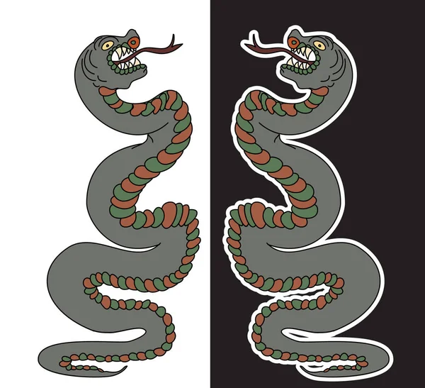 Serpent Cobra Tatouage Style Cobra Vecteur Roi Cobra Serpent Avec — Image vectorielle
