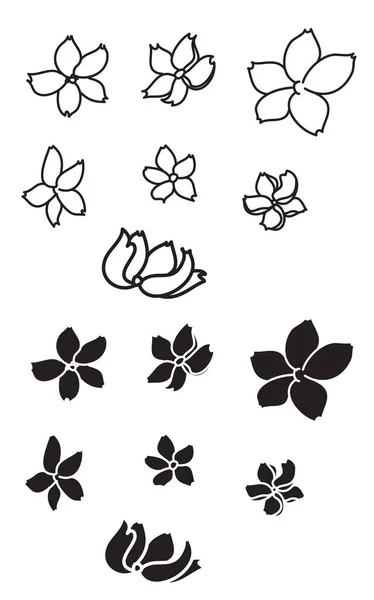 Doodle Art Άνθος Ροδάκινου Φυτό Και Sakura Διάνυσμα Άνθους Κεράσι — Διανυσματικό Αρχείο