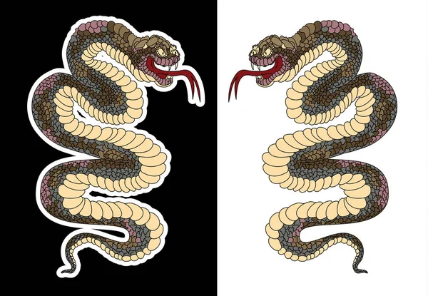 Snake Cobra Tattoo Style Cobra Vector King Cobra Snake Mouth — Stock Vector