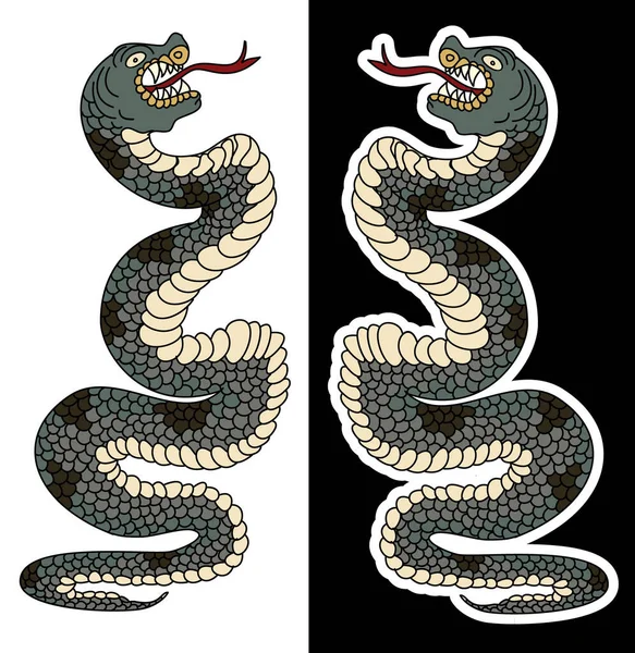 Kígyó Kobra Tetoválás Stílus Cobra Vektor King Cobra Kígyó Száj — Stock Vector