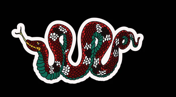 Színes Kígyó Kobra Szájjal Nyitott Izolátum Fehér Hátterben Japán Kígyó — Stock Vector