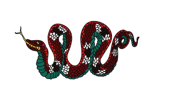 Colorful Snake Cobra Mouth Open Isolate White Background Japanese Snake — Stock Vector