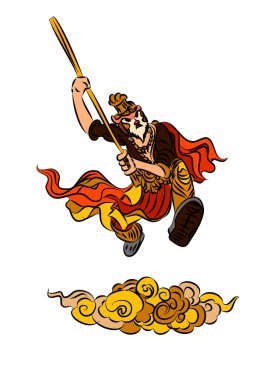 hand drawn Chinese king monkey.Traditional Chinese culture elements for printing on shirt.