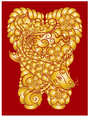 Güzel çizgi sanatı Koi sazan dövmesi tasarımı, renkli koi balığı ve çiçek. Karalama sanatı, boyama kitabı ve gelecek nesillere baskı için geleneksel Japon kültürü. Koi balığı arkaplanlı kiraz çiçeği vektörü..