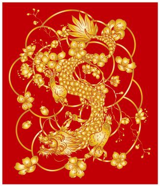 Elle çizilmiş ejderha dövmesi, boyama kitabı Japon stili. Dövme için eski Japon ejderhası. Tişört için arka planda Çin ejderhası çiziminin sembolü. Geleneksel Asya dövmesi Eski ejderha vektörü.