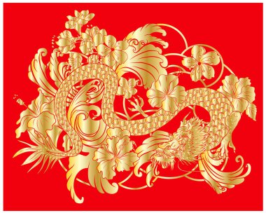 Elle çizilmiş ejderha dövmesi, boyama kitabı Japon stili. Dövme için eski Japon ejderhası. Tişört için arka planda Çin ejderhası çiziminin sembolü. Geleneksel Asya dövmesi Eski ejderha vektörü.