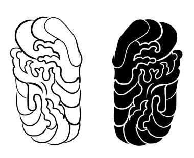 Renklendirme kitabı için Japon çiçeği. Asya 'nın vektör illüstrasyonu. Dövme fikri için arka plan tasarımı. Peony ve Chrysanthemum tişörtlere işemek için vektör..