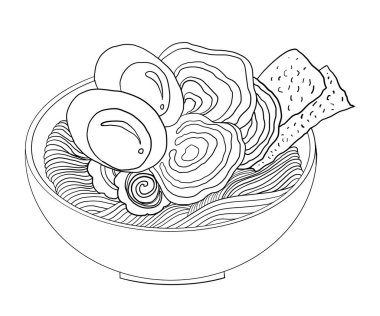 Geleneksel Japon eriştesi, sakura kasesinde somon balığı. Gün doğumu ve Japon dalgası ramende. Japon erişte yiyeceği. Restoranda duvar kağıdına basmak için Japon yemeği..