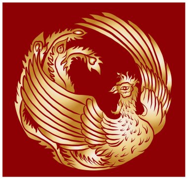Beautiful line art of Phoenix for tattoo design on background.Phoenix vector for printing on shirt.Phoenix vector illustration for doodle art and coloring book on white isolated background.