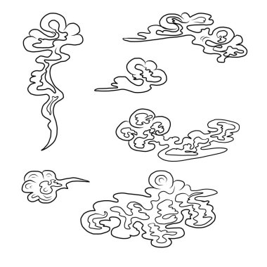 Beyaz arkaplan üzerine resim ve baskı için Çin bulut vektörü. Dövme tasarımı ve fikir için geleneksel Japon kültür unsuru. Bulut ve dalga illüstrasyonu..