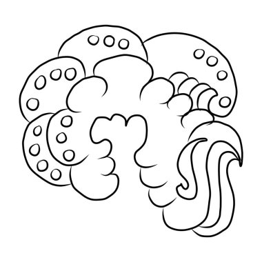 Baskı için el çizgisi. Resim kitabı için Çin bulut vektörü ve beyaz arkaplan üzerine baskı. Dövme tasarımı ve fikir için geleneksel Japon kültür unsuru. Bulut ve dalga çizimi. Clip sanatı.