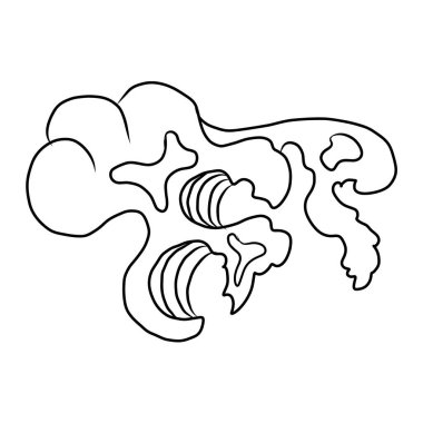 Baskı için el çizgisi. Resim kitabı için Çin bulut vektörü ve beyaz arkaplan üzerine baskı. Dövme tasarımı ve fikir için geleneksel Japon kültür unsuru. Bulut ve dalga çizimi. Clip sanatı.