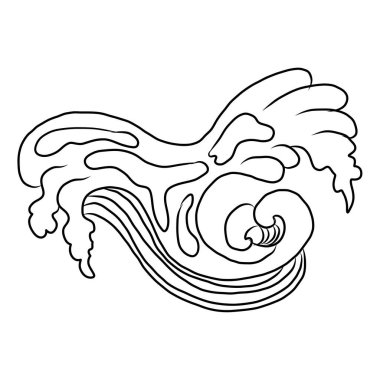 Baskı için el çizgisi. Resim kitabı için Çin bulut vektörü ve beyaz arkaplan üzerine baskı. Dövme tasarımı ve fikir için geleneksel Japon kültür unsuru. Bulut ve dalga çizimi. Clip sanatı.