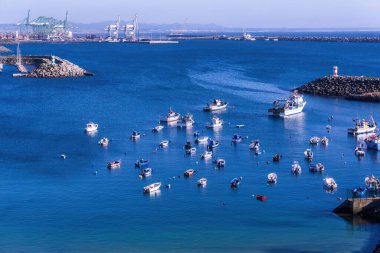 Berth with boats and yachts in the Atlantic Ocean, Portugal