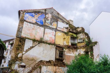 Ruins of a building with remnants of furnishings in Portugal