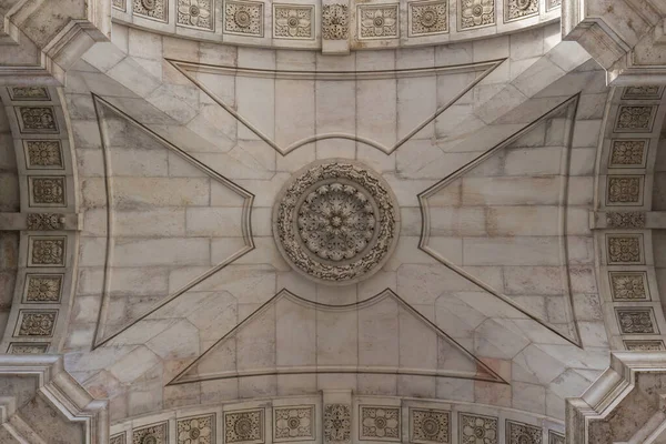 Arc de Triomphe on Rua Augusta in Lisbon, Portugal bottom view