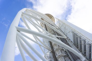 The White Tower of Vasco da Gama in Lisbon, bottom view