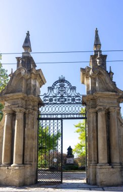 Ancient gate in the botanical garden of the University of Coimbra, Portugal