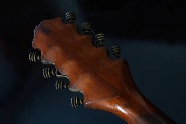 Wooden Neck Old Banjo Instrument Close — ストック写真