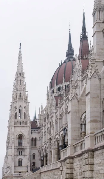Beautiful old building of the Hungarian Parliament in neo-Gothic style in Budapest