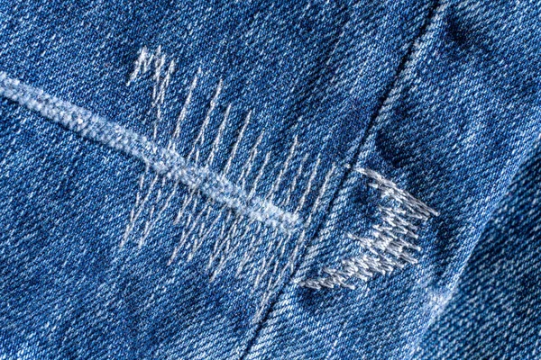 Dekoratif Dikişli Kot Pantolonun Ayrıntıları Yakın Plan — Stok fotoğraf