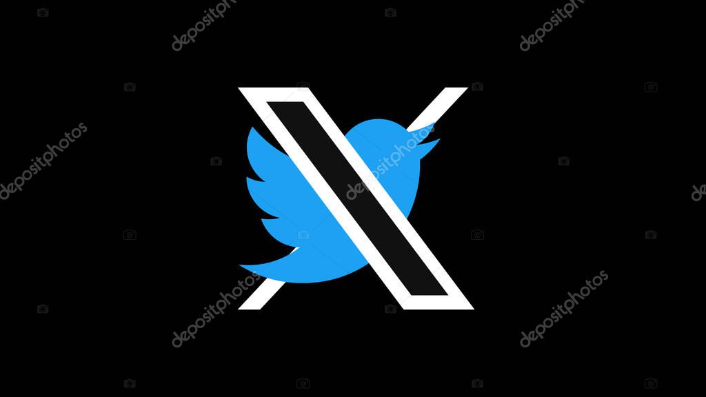 New Twitter X logo. Twitter changed the logo of the application with X. Twitter News. X new social media.