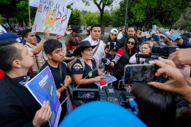 Puebla, Meksika 21 Haziran 2025. Katılımcılar LGBT + Gurur Yürüyüşü için bir araya gelerek, çeşitliliği, görünürlüğü ve kamuoyu ifadesini kutlayan bayrak, tabela ve kostümleri sergilediler.. 