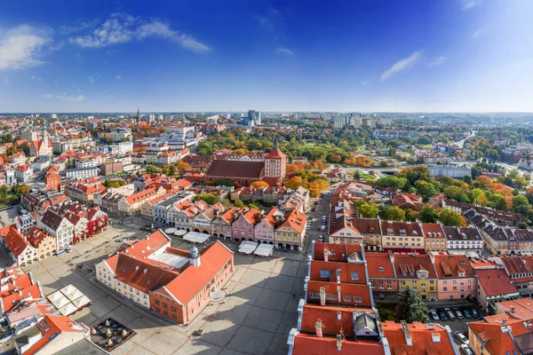 オルシュタインの空中写真 ポーランド北東部のウォルミアの都市 ストック画像