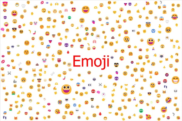 Emoji Icons Randomly Scattered All Image Big Red Emoji Title — Stock Photo, Image