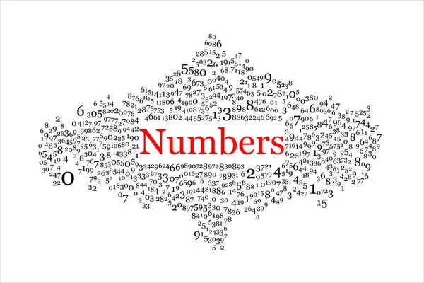 Tagcloud Κατασκευασμένο Από Ψηφία Μεγάλο Κόκκινο Τίτλο Αριθμοί Στη Μέση — Φωτογραφία Αρχείου