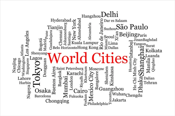 세계에서 도시들 무작위로 입혔습니다 빨간색은 중간에 있습니다 배경은 — 스톡 사진