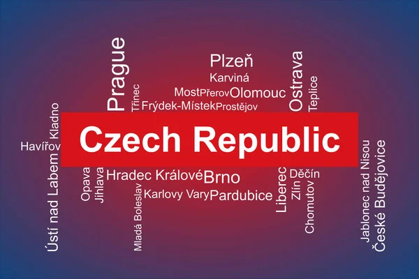 Tagcloud Most Populous Cities Czech Republic Background National Czech Colors — Stock Photo, Image
