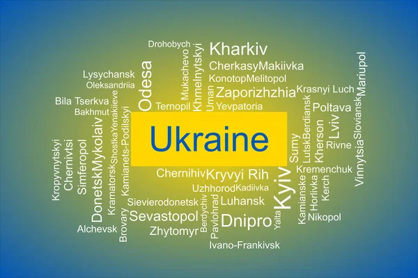 Tagcloud Most Populous Cities Ukraine Title Ukraine Middle Colors Tagcloud — Stock Photo, Image